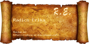 Radics Erika névjegykártya